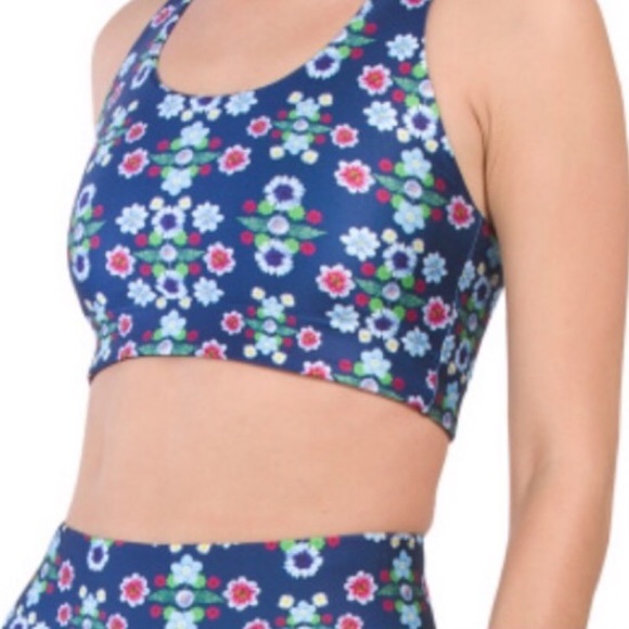 Terez Other - TEREZ NWT FLORAL FANTASY SPORTS BRA NAVY MEDIUM